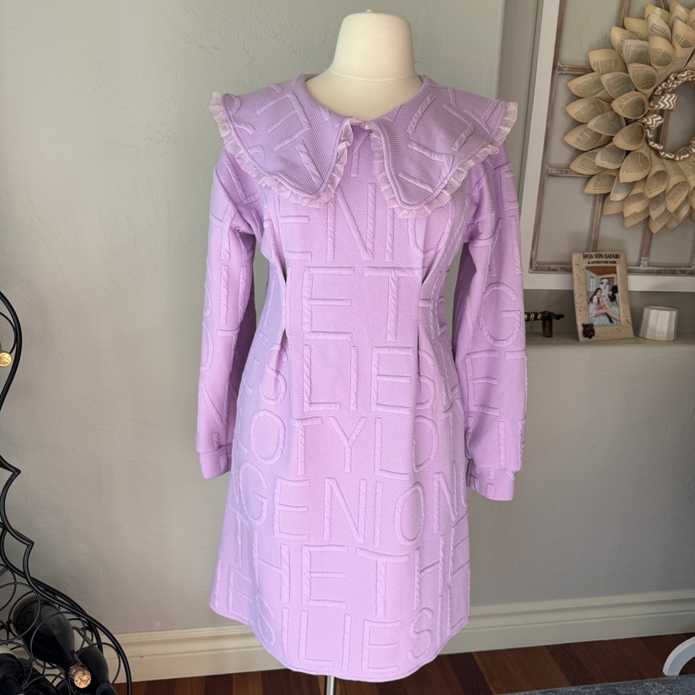 KKUU-TIST SHOP Dress Womens Lavender Long‎ Sleeve Midi Dress Size XL